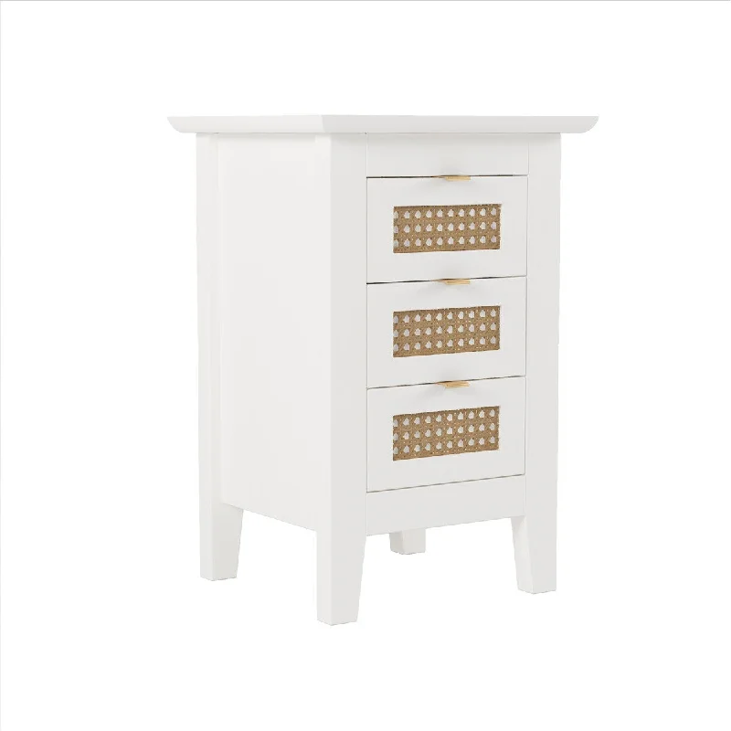 Set of 2 with Rattan-Woven Surfaces Nightstands