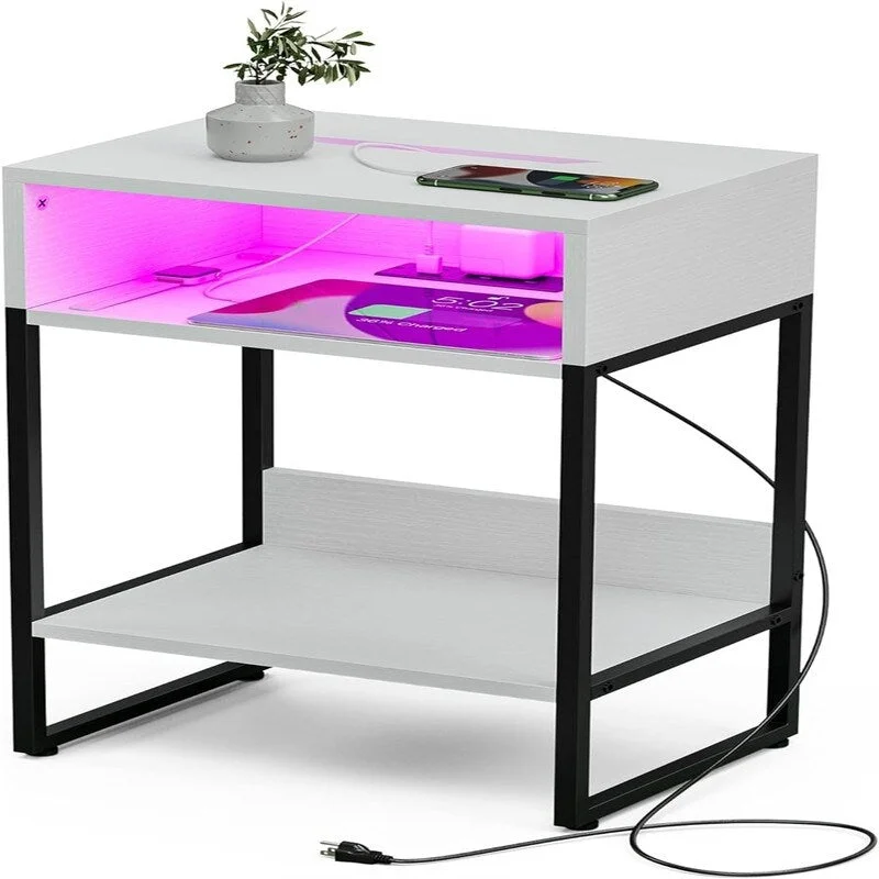 Side Table with Charging Station