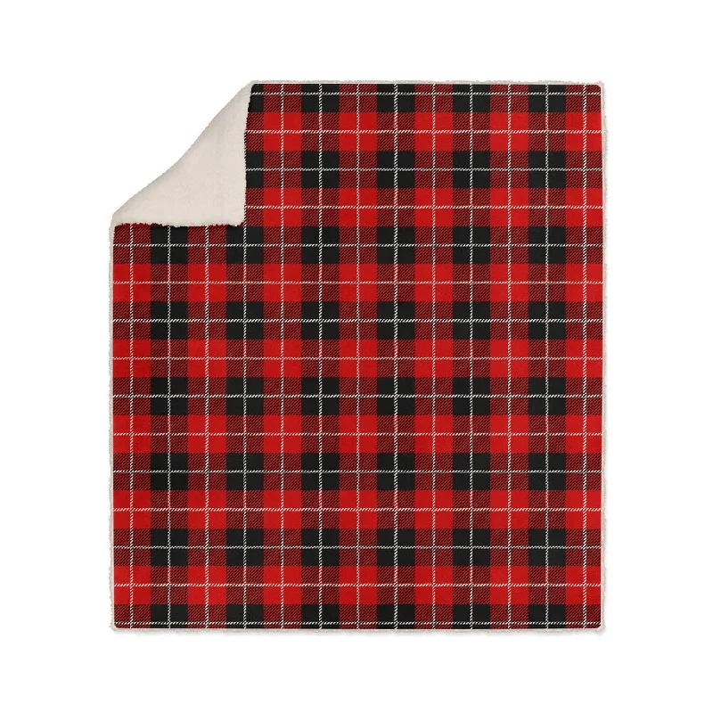 TARTAN RED AND BLACK Sherpa Comforter