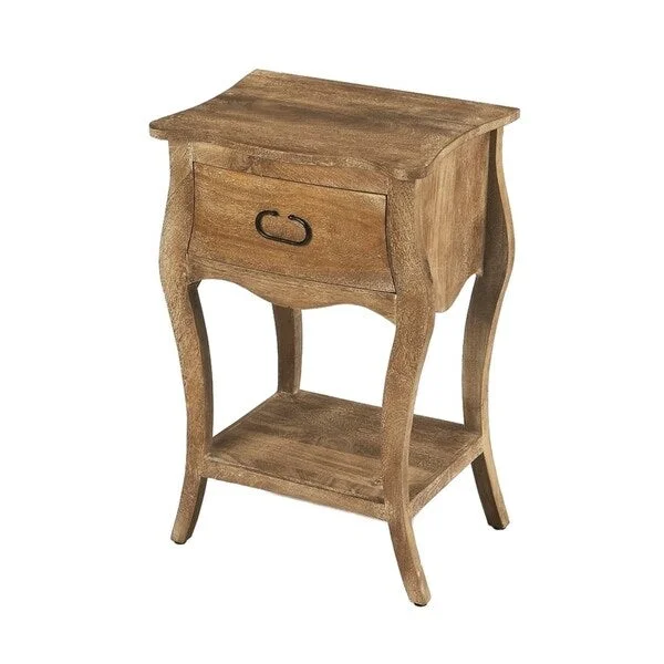 Transitional Natural Mango Wood Rectangular Nightstand - Light Brown