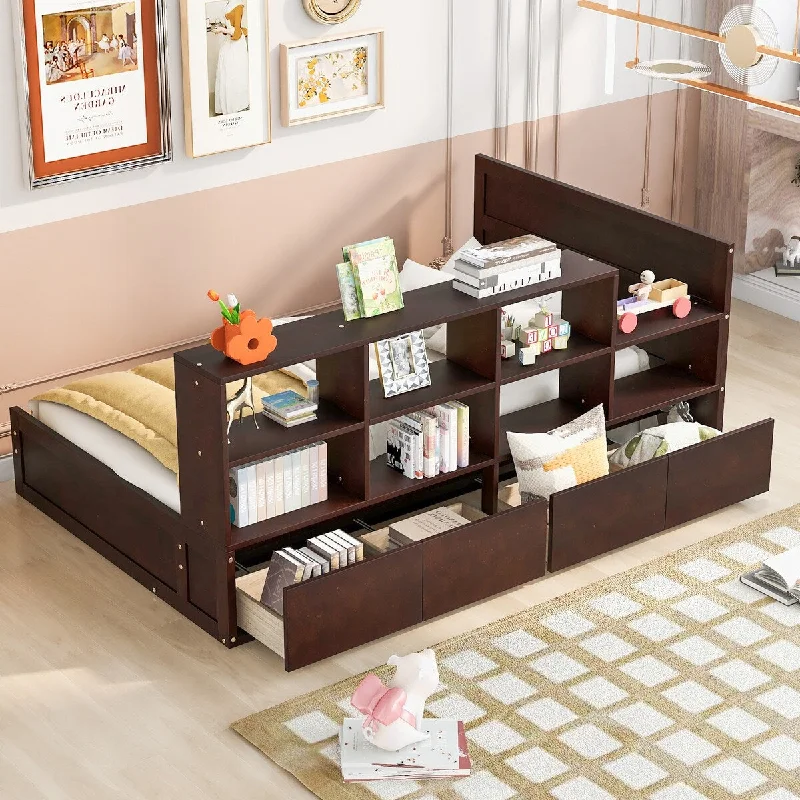 Twin Platform Bed with Headboard and Drawers