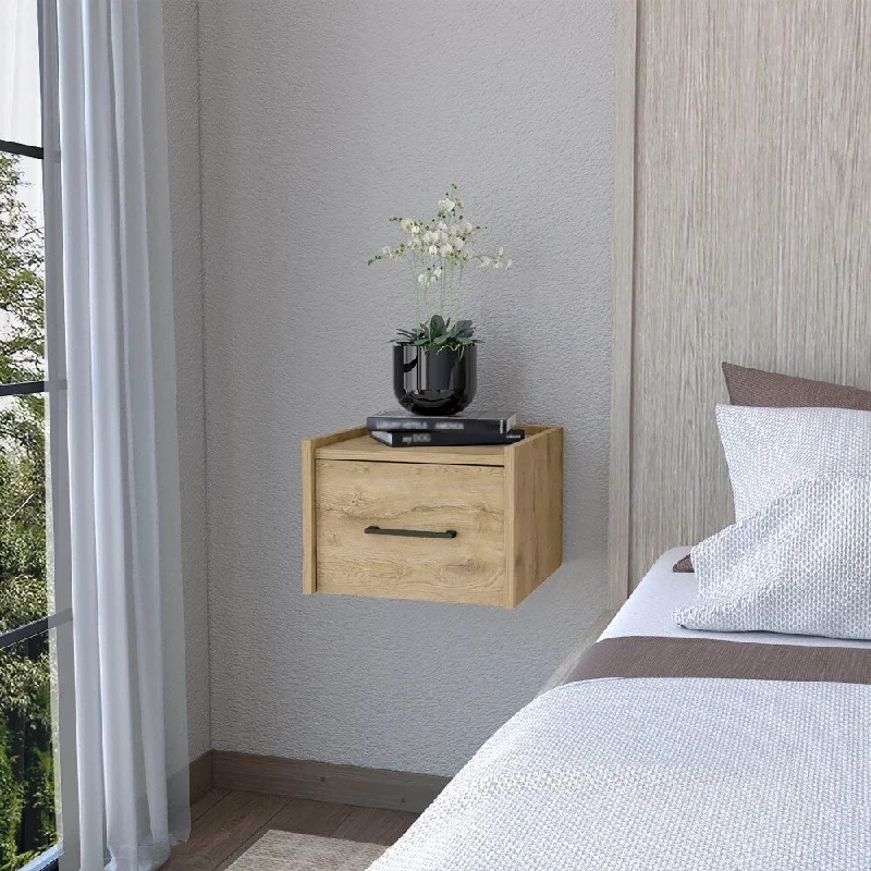 Wall-Mounted Nightstand, Sleek Single-Drawer with Spacious Top Shelf