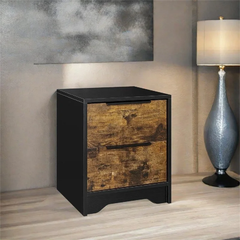 Wooden Nightstand with 2 drawers