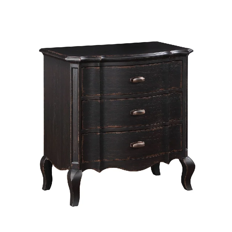 Wooden Nightstand with 3 Drawers and 4 Legs