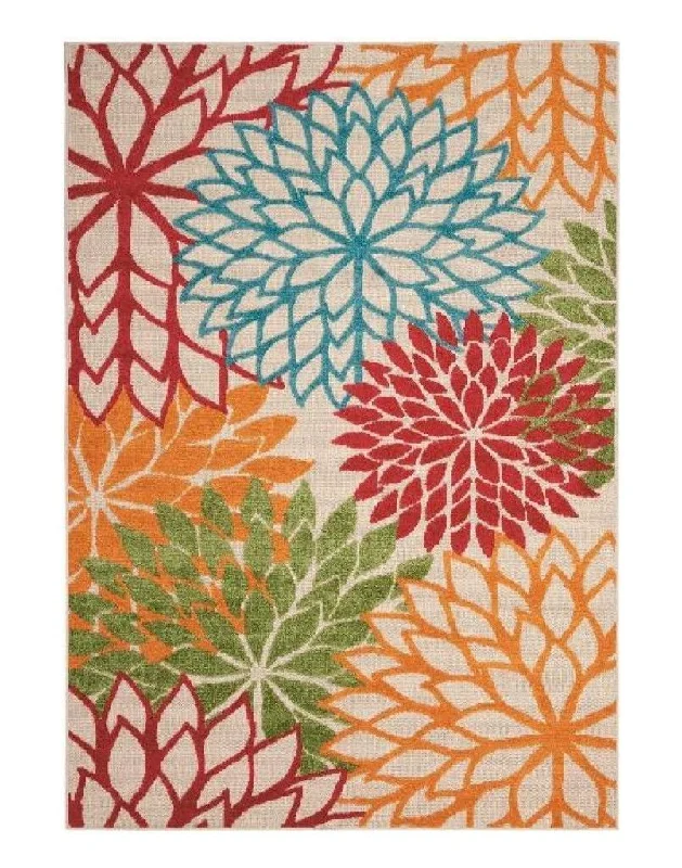 10' X 13' Floral Non Skid Indoor / Outdoor Area Rug - Green