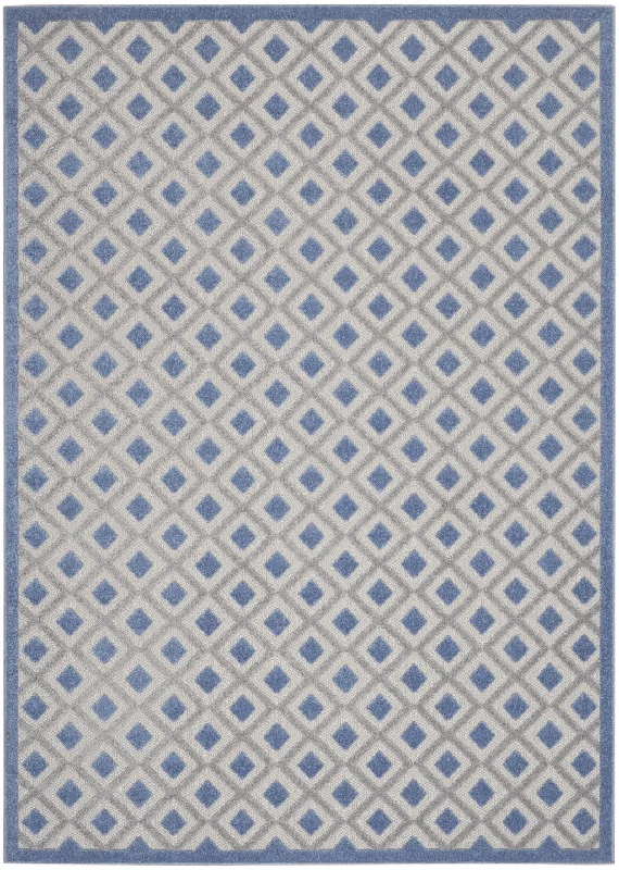 10' X 13' Gingham Non Skid Indoor / Outdoor Area Rug - Blue / Gray