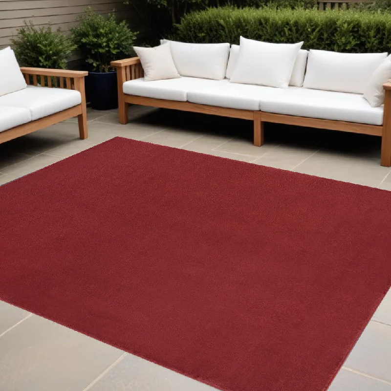 10' X 14' Stain Resistant Indoor / Outdoor Area Rug - Brick Red