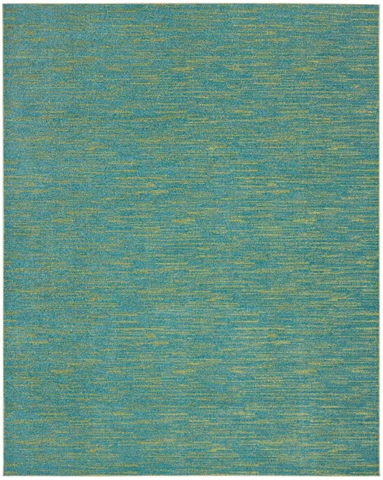 10' X 14' Striped Non Skid Indoor / Outdoor Area Rug - Blue / Green