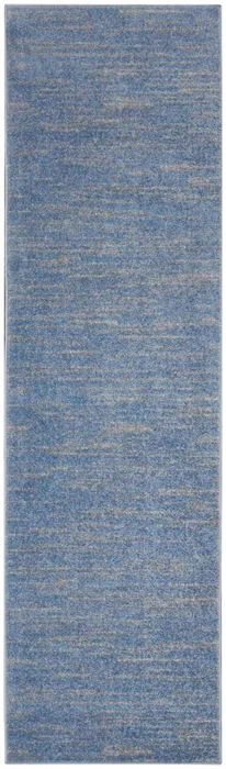 2' X 10' Striped Non Skid Indoor / Outdoor Runner Rug - Blue / Gray