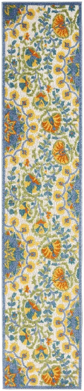 2' X 10' Toile Non Skid Indoor / Outdoor Runner Rug - Yellow / Teal