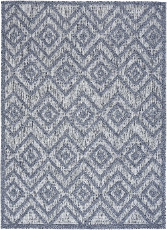 5' X 7' Argyle Indoor / Outdoor Area Rug - Denim Blue