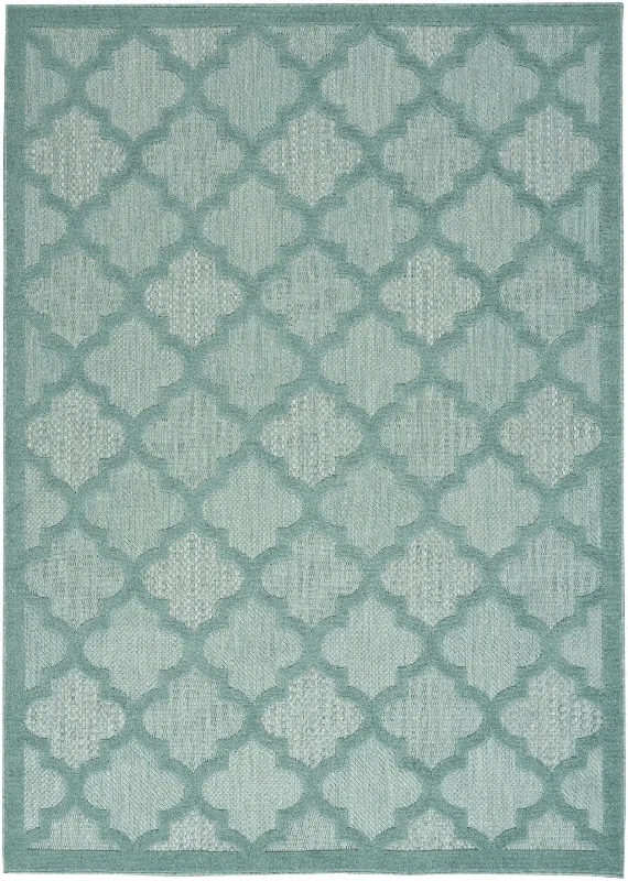 5' X 7' Ikat Indoor / Outdoor Area Rug - Aqua / Teal