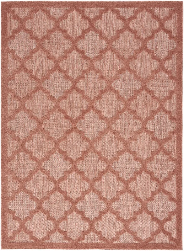 5' X 7' Ikat Indoor / Outdoor Area Rug - Coral Orange