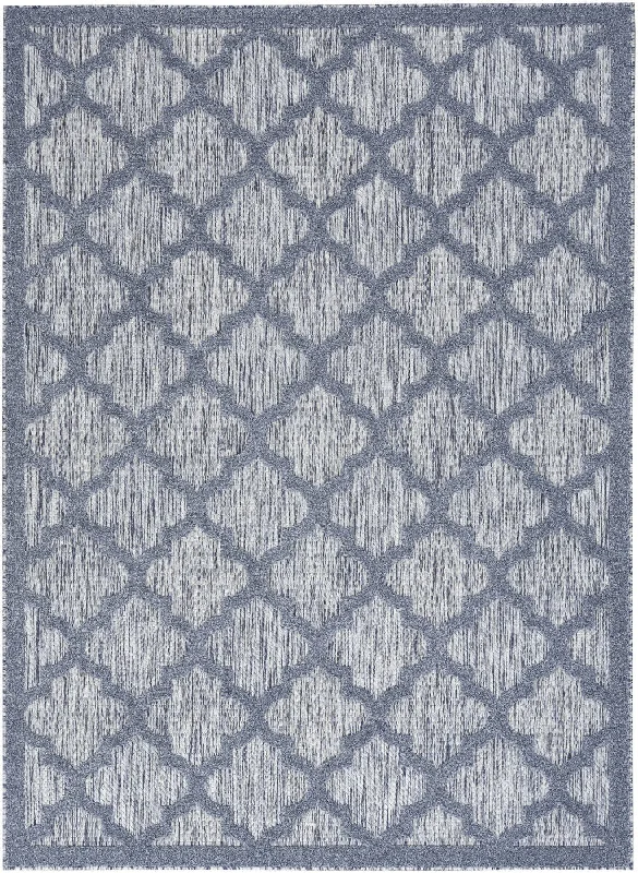 5' X 7' Ikat Indoor / Outdoor Area Rug - Denim Blue