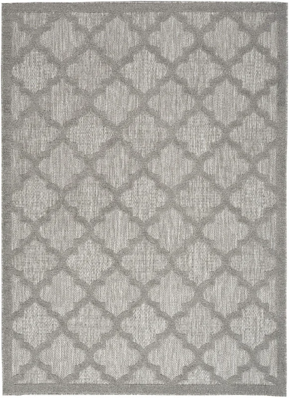 5' X 7' Ikat Indoor / Outdoor Area Rug - Silver Gray