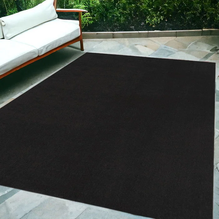 5' X 7' Stain Resistant Indoor / Outdoor Area Rug - Black