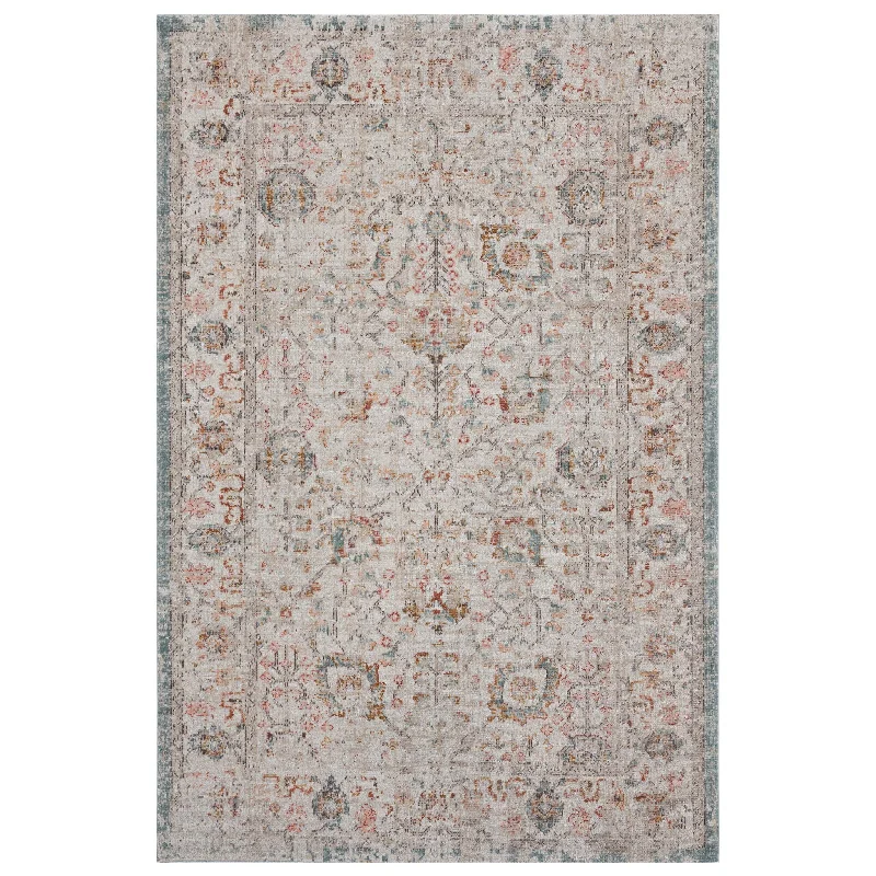 5' X 8' Floral Stain Resistant Indoor / Outdoor Area Rug - Beige