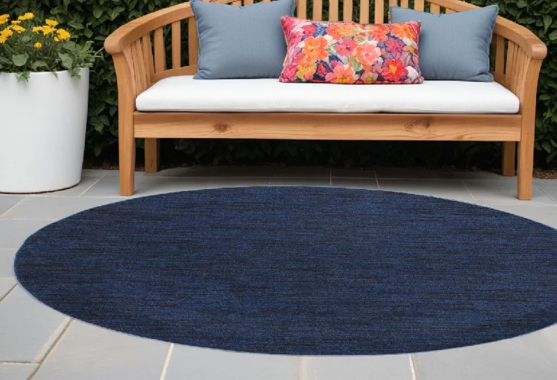 6' X 6' Round Non Skid Indoor / Outdoor Area Rug - Midnight Blue