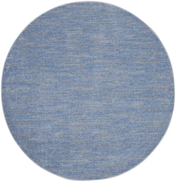 6' X 6' Round Striped Non Skid Indoor / Outdoor Area Rug - Blue / Gray