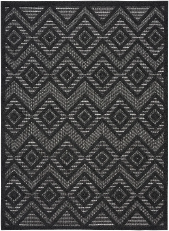 6' X 9' Argyle Indoor / Outdoor Area Rug - Charcoal Black