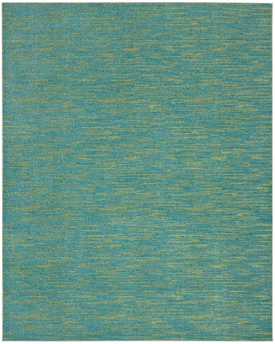 7' X 10' Striped Non Skid Indoor / Outdoor Area Rug - Blue / Green