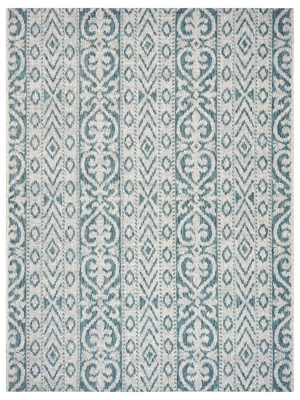 8' X 10' Indoor / Outdoor Area Rug - Blue / White