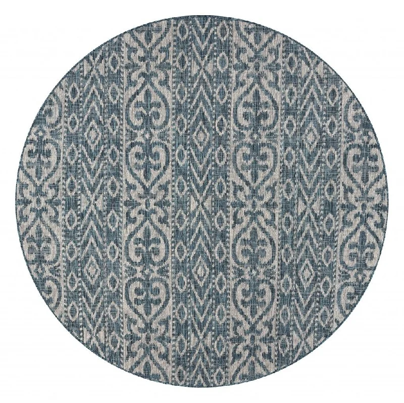 8' X 8' Indoor / Outdoor Area Rug - Blue / Gray