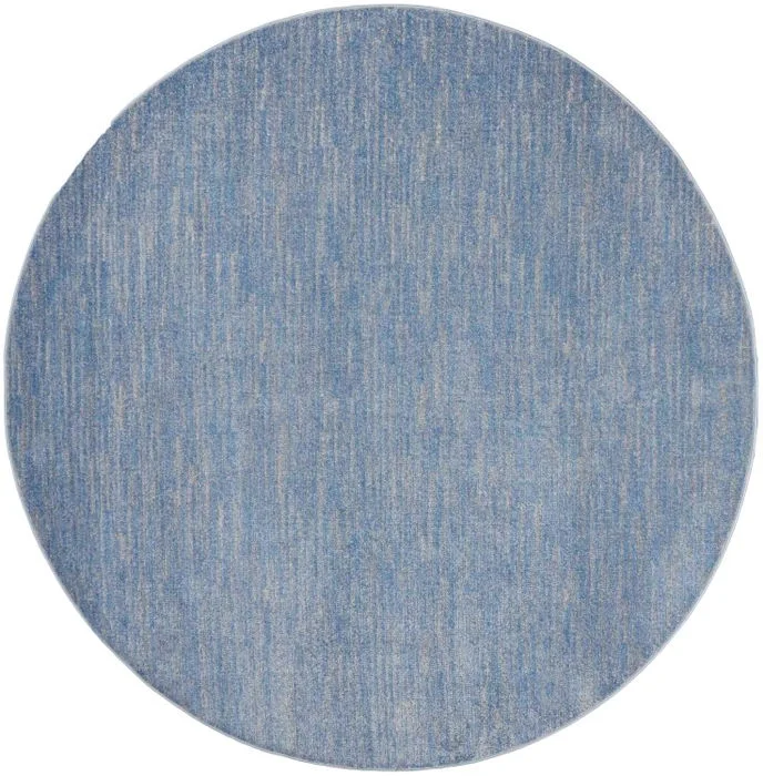 8' X 8' Round Striped Non Skid Indoor / Outdoor Area Rug - Blue / Gray