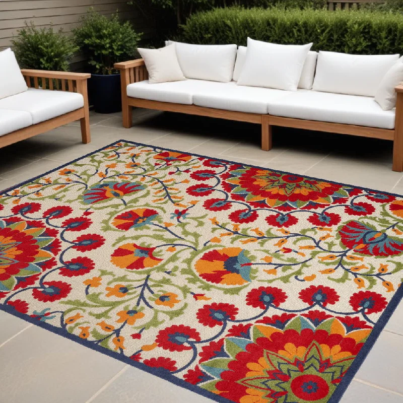 9' X 12' Toile Non Skid Indoor / Outdoor Area Rug - Red