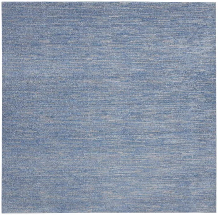 9' X 9' Square Striped Non Skid Indoor / Outdoor Area Rug - Blue / Gray