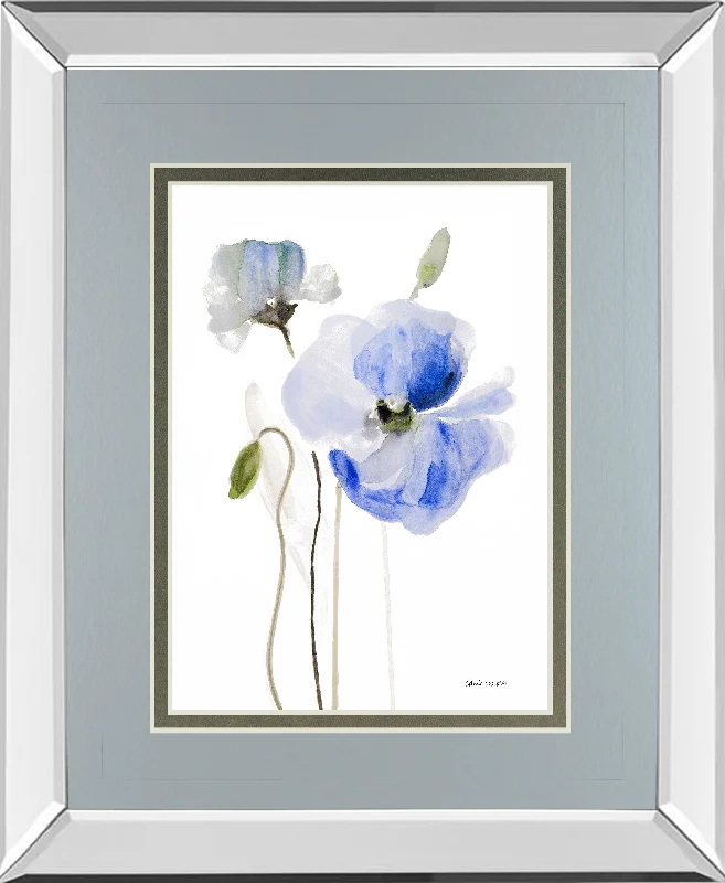 All Poppies I By Lanie Loreth - Mirror Framed Print Wall Art - Blue