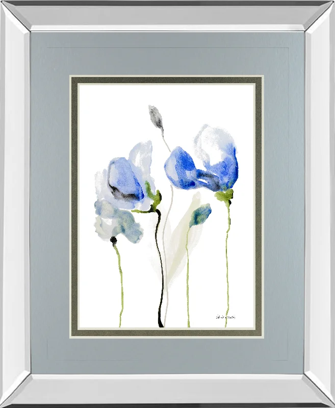 All Poppies Il By Lanie Loreth - Mirror Framed Print Wall Art - Blue