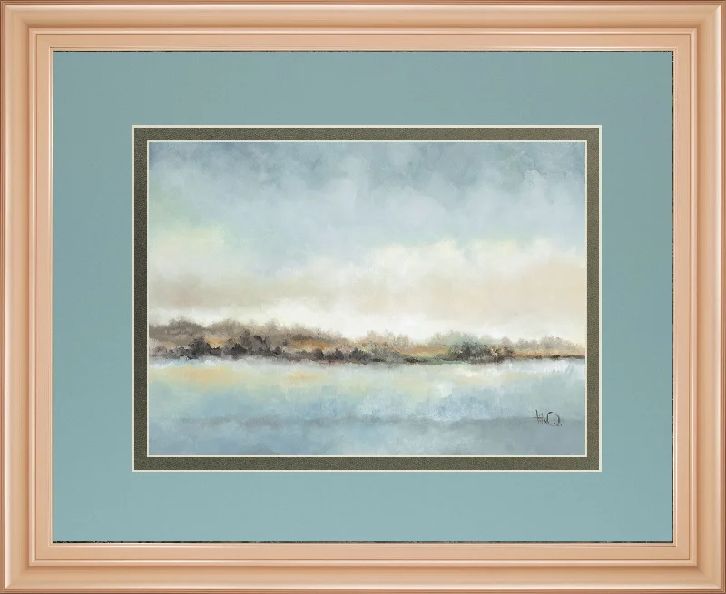 Calm Horizon By Tita Quintero - Framed Print Wall Art - Blue