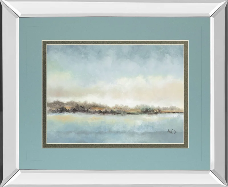 Calm Horizon By Tita Quintero - Mirror Framed Print Wall Art - Blue