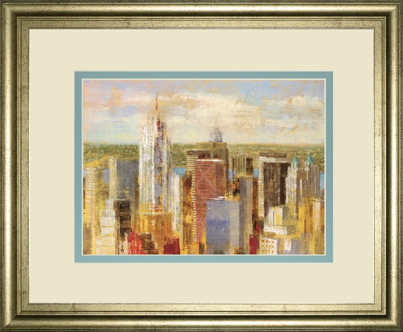 Cityscape Il By Longo - Framed Print Wall Art - Blue