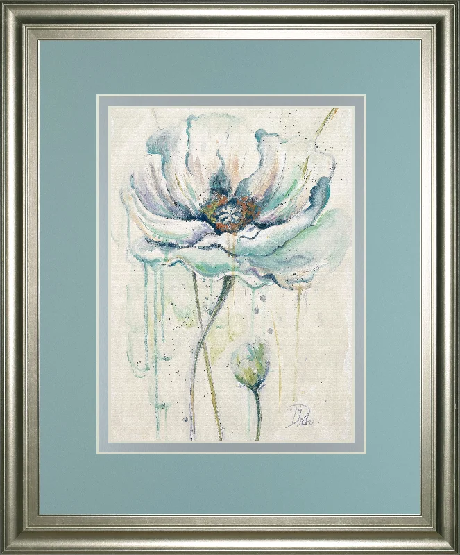 Fresh Poppies Il By Patricia Pinto - Framed Print Wall Art - Blue