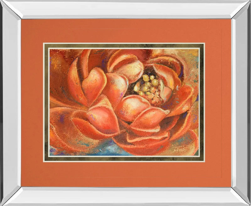 Red Lotus I By Patricia Pinto - Mirror Framed Print Wall Art - Red