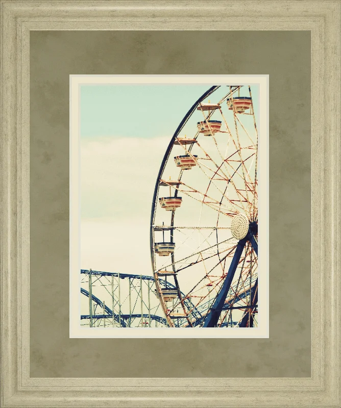 Retro Ferris By Gail Peck - Framed Print Wall Art - Beige