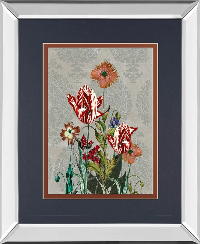 Summer Flowers Il By Ken Hurd - Mirror Framed Print Wall Art - Blue