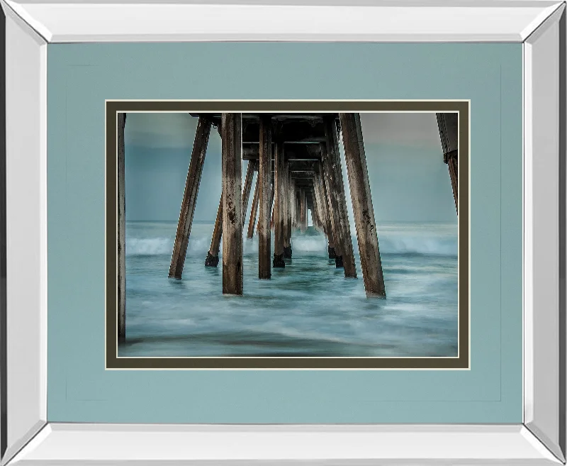 Surf By Bill Carson Photography - Mirror Framed Print Wall Art - Blue