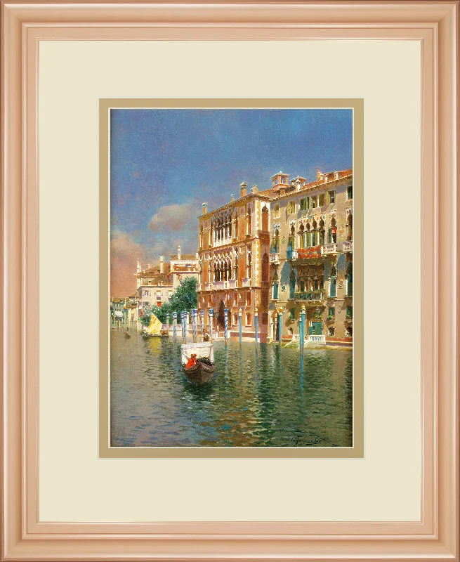 The Grand Canal, Venice By Rubens Santora - Framed Print Wall Art - Blue