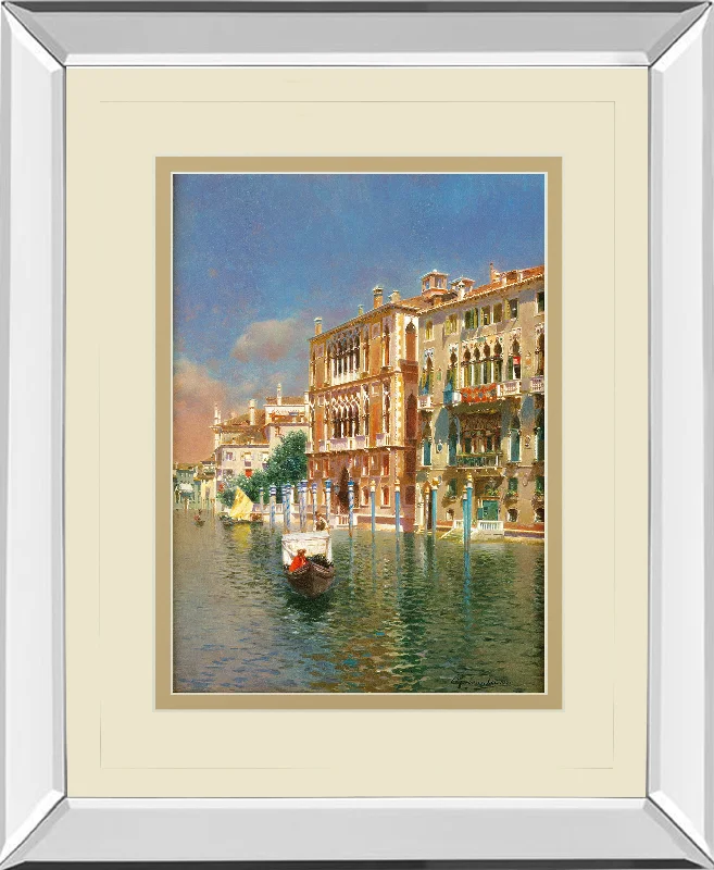 The Grand Canal, Venice By Rubens Santora - Mirror Framed Print Wall Art - Blue