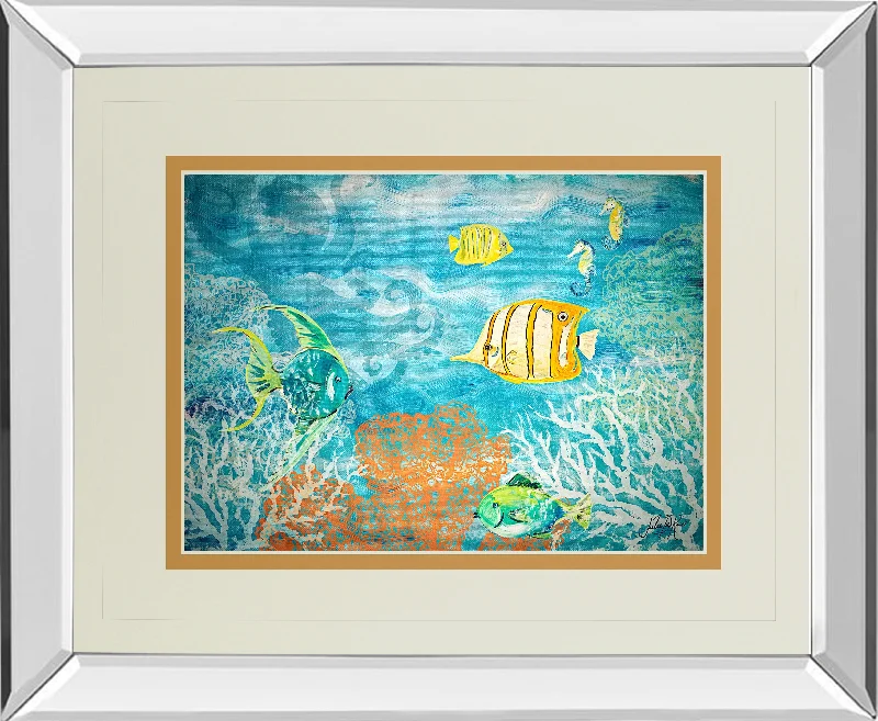 Under The Sea By Julie Derice - Mirror Framed Print Wall Art - Blue