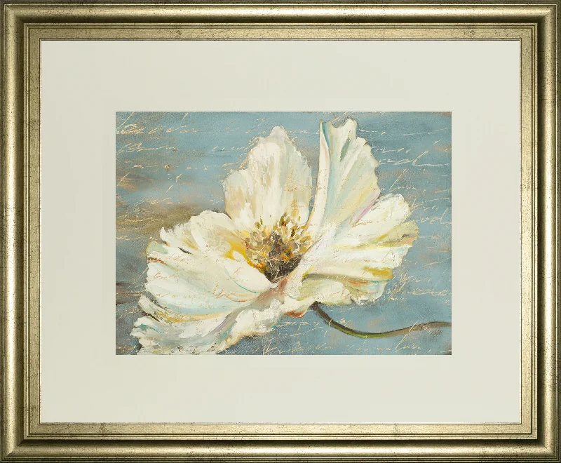 White Peony By Patricia Pinto - Framed Print Wall Art - Blue