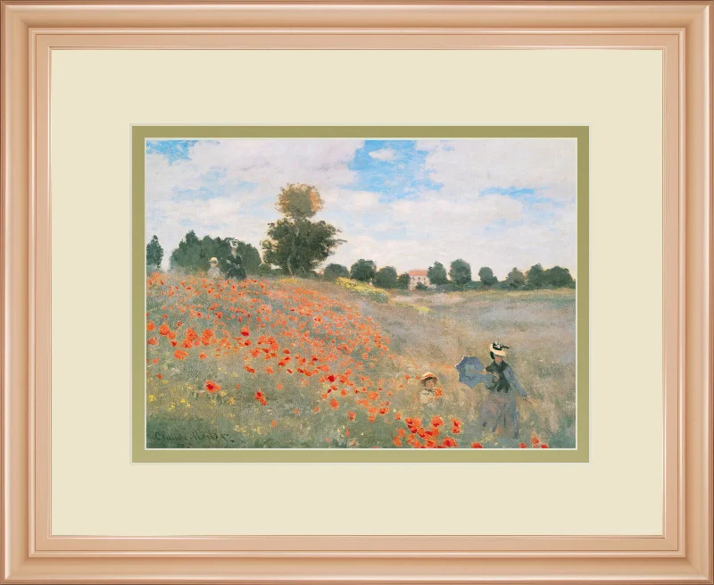 Wild Poppies, Near Argenteuil By Claude Monet - Framed Print Wall Art - Orange